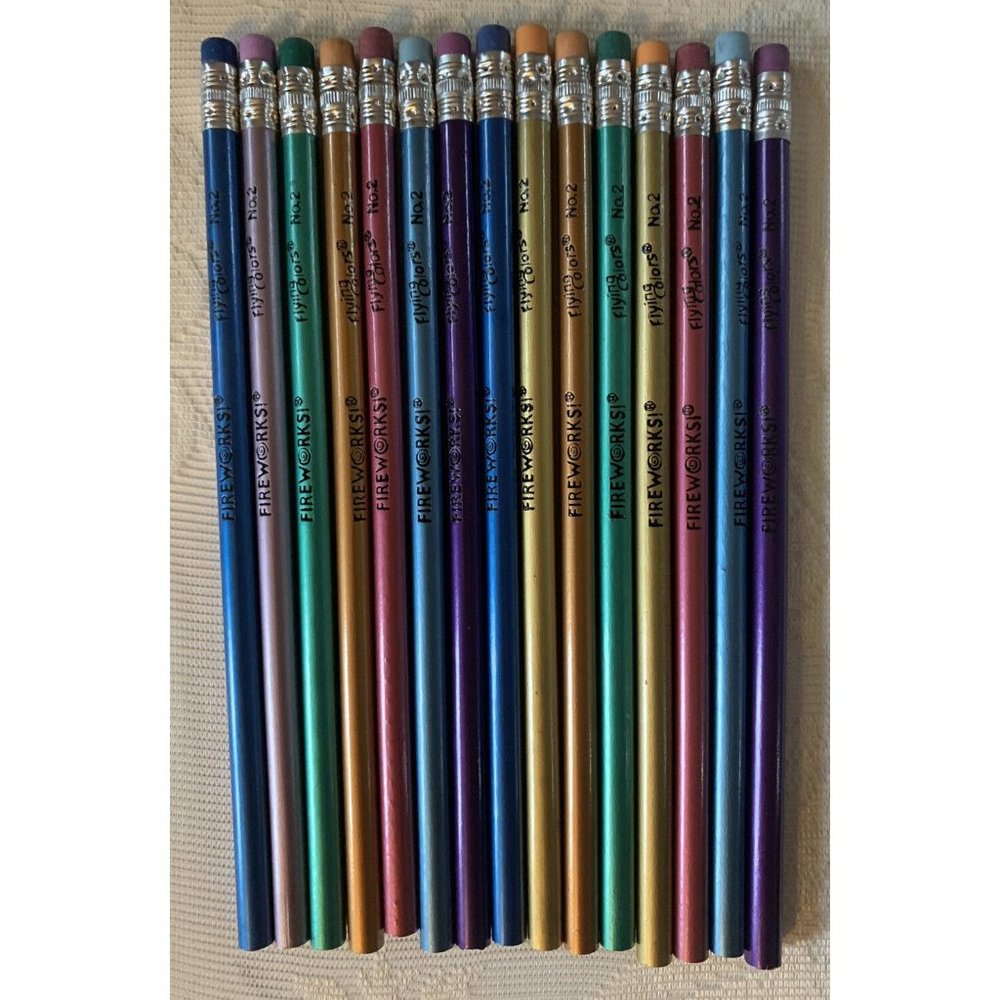 Vintage FIREW@RKS! Pencils No. 2 FLYING COLORS Fireworks Set of 15